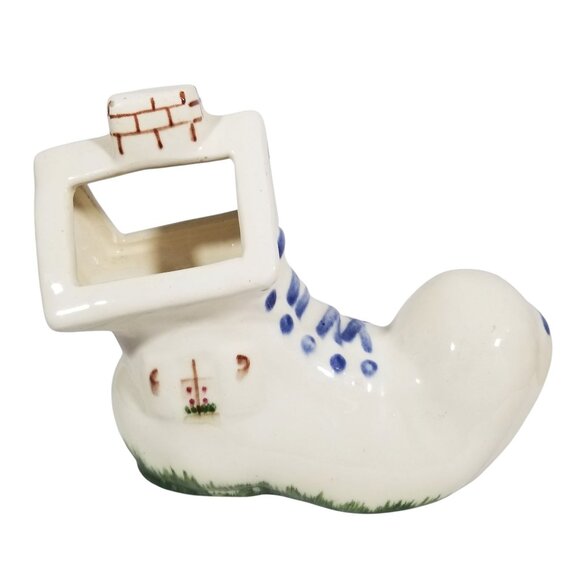 Vintage Shoe Planter Hand Painted Old Woman in a Shoe Nursery Rhyme Theme - Picture 14 of 15